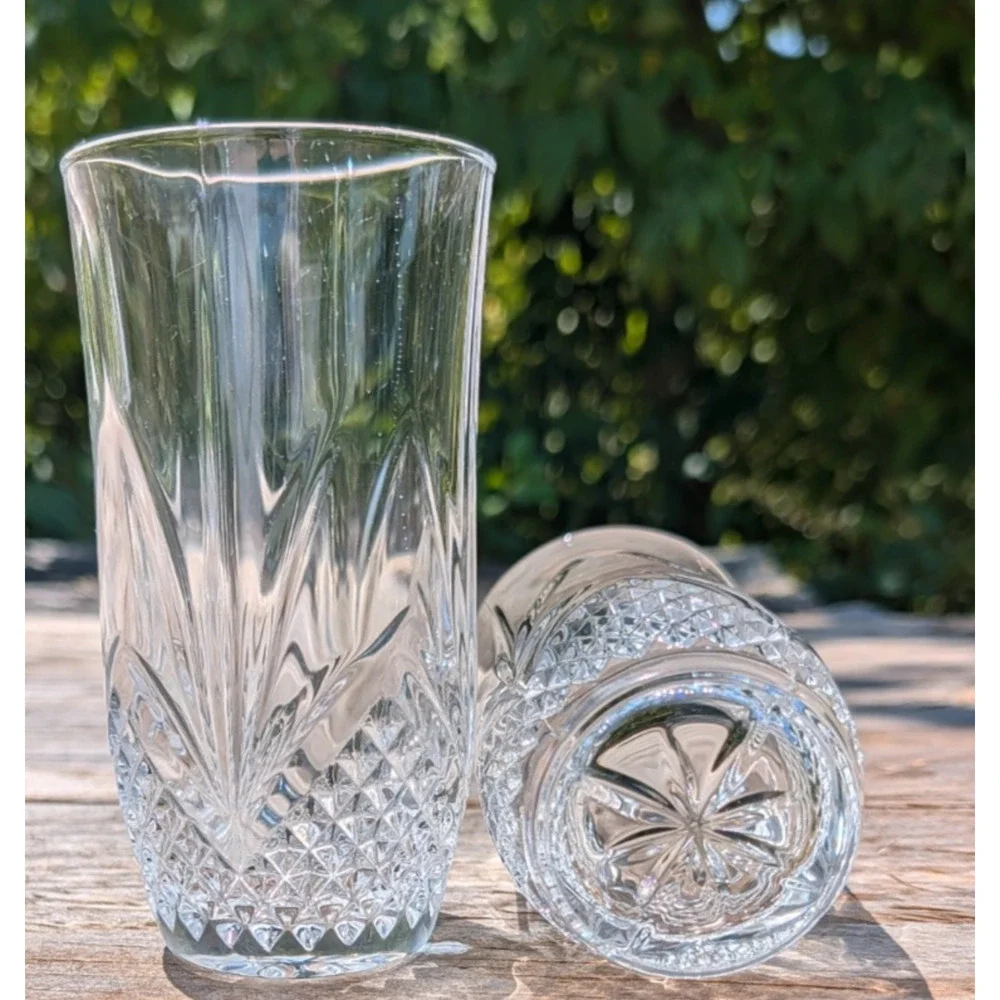 Set of 2 Cristal de Flandre Salzburg Highball Glasses 5.5